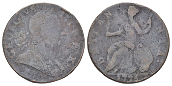 Великобритания 1/2 пенни 1775 Георг III (1760-1820) KM 601, Spink 3774 медь 4707-853