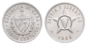 Куба 5 сентаво 1963 KM 34 алюминий UNC 4627-1217