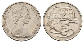 Австралия 20 центов 1967 Елизавета II (1952-2022), утконос KM 66 медно-никель 4671-453