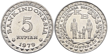 Индонезия 5 рупий 1979 FAO, планирование семьи KM 43 алюминий  UNC  4610-437