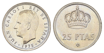 Испания 25 песет 1975 (78) Хуан Карлос I (1975-2014) KM 808 медно-никель UNC 4671-1032