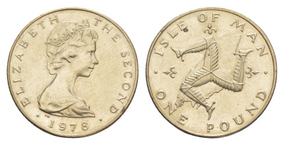 Остров Мэн 1 фунт 1978 PM, Елизавета II (1952-2022) KM 44 вирениум aUNC 4651-363