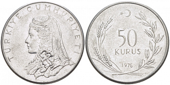 Турция 50 курушей 1976 Анатолийская невеста KM 899 нержавеющая сталь 4529-1225