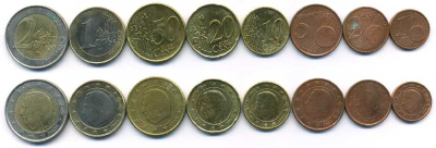БЕЛЬГИЯ ЕВРОНАБОР ИЗ 8 МОНЕТ 1999-2004 (1, 2, 5, 10, 20, 50 ЕВРОЦЕНТОВ, 1, 2 ЕВРО) KM 224, 225, 226, 227, 228, 229, 230, 231 N5-63