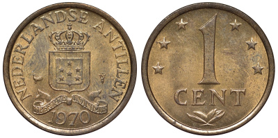 Нидерландские Антилы 1 цент 1970 Юлиана (1948-1980) KM 8 бронза UNC 4118-911