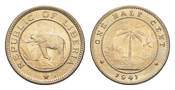 Либерия 1/2 цента 1941 KM 10a медь никель UNC 4614-952