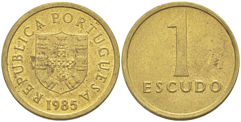 ПОРТУГАЛИЯ 1 ЭСКУДО 1985 KM 614 никель латунь 211-1152