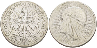 ПОЛЬША 5 ЗЛОТЫХ 1932 ЯДВИГА, ЛОНДОНСКИЙ МОНЕТНЫЙ ДВОР KM 21 серебро 5010-1124