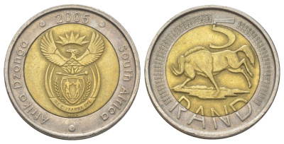 ЮАР 5 рандов 2005 KM 297 биметалл 4626-837