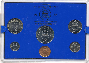 Швеция набор монетного двора из 6 монет 1983 в пластике, Карл XVI Густав (1973- ) KM MS27 UNC 5-4-2-71