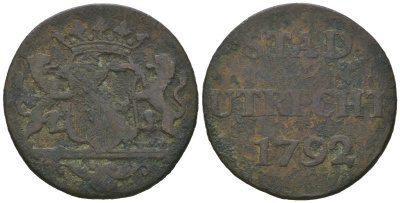 Утрехт, Нидерланды 1 дуит 1792 медь 4635-1233