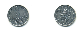 Чехия 1 крона 1993 KM 7 сталь плакированная никелем 56-843