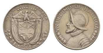 Панама 1/10 бальбоа (10 сентесимо) 1968 KM 10 медь плакированная медно-никелем 4644-131