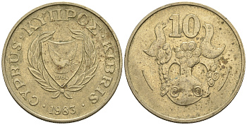 Кипр 10 центов 1983 KM 56.1 никель латунь 85-145