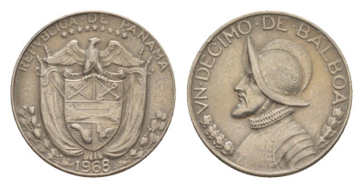 Панама 1/10 бальбоа (10 сентесимо) 1968 KM 10 медь плакированная медно-никелем 4644-131