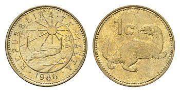 Мальта 1 цент 1986 год-тип, Ласка, горностай KM 78 никель латунь UNC 4687-1161