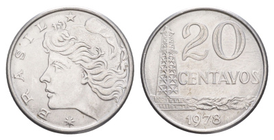 Бразилия 20 сентаво 1978 KM 579.1a нержавеющая сталь UNC 4642-1114