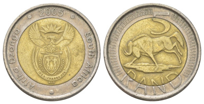 ЮАР 5 рандов 2005 KM 297 биметалл 4626-835