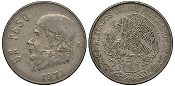Мексика 1 песо 1971 Хосе Мария Морелос KM 460 медно-никель VF 215-911