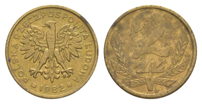 Польша 2 злотых 1982 Y 80.1 латунь aUNC 4626-917