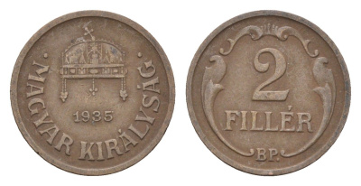 Венгрия 2 филлера 1935 BP KM 506 бронза 4664-844
