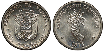 Панама 2 1/2 сентесимо 1973 ФАО, сельское хозяйство KM 32 медь плакированная медно-никелем UNC M53-09