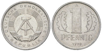 ГДР 1 пфенниг 1979 A KM 8.2 алюминий 201-526