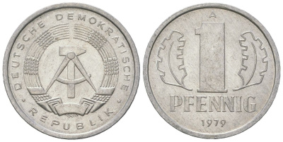 ГДР 1 пфенниг 1979 A KM 8.2 алюминий 201-526