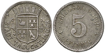 Тройхтлинген (Бавария) 5 пфеннигов 1918 Funck 547.1, Men18 31466.1 железо 4380-1014