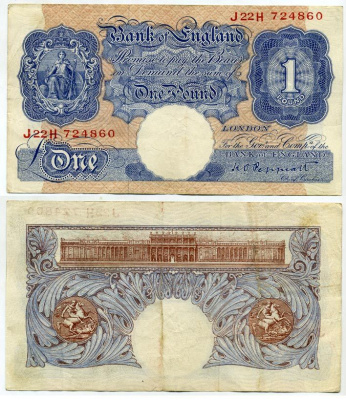 Англия 1 фунт ND (1940-1948) подпись Peppiatt Pick 367 а бумага 451-125-1