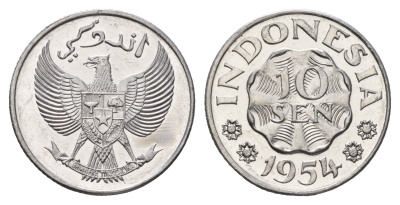 Индонезия 10 сенов 1954 KM 6 алюминий UNC 4119-644