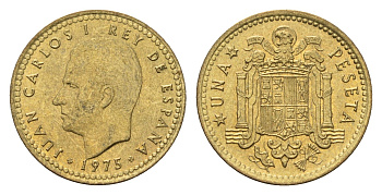 Испания 1 песета 1975 (78) Хуан Карлос I (1975-2014) KM 806 алюминиевая бронза 4708-423