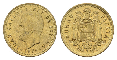 Испания 1 песета 1975 (78) Хуан Карлос I (1975-2014) KM 806 алюминиевая бронза 4708-423