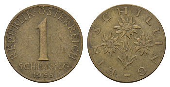 Австрия 1 шиллинг 1965 KM 2886 алюминиевая бронза 4671-622