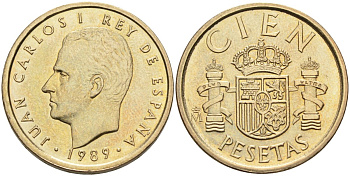 Испания 100 песет 1989 Хуан Карлос I (1975-2014) KM 826 алюминиевая бронза 4583-944