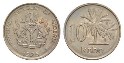 Нигерия 10 кобо 1976 KM 10.1 медно-никель UNC 4643-662