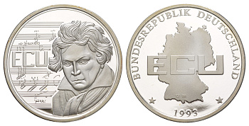Германия 1 экю 1993 Людвиг ван Бетховен серебро PROOF 1083-5-61