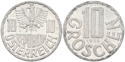Австрия 10 грошей 1976 KM 2878 алюминий 4575-417