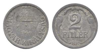 Венгрия 2 филлера 1944 BP KM 519 цинк 4665-613