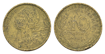 Франция 10 сантимов 1963 тип Марианна KM 929, Le Franc 144.3 алюминиевая бронза 4643-513