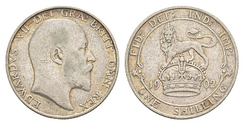 Великобритания 1 шиллинг 1902 Эруард VII (1901-1910) KM 800, Spink 3982 серебро 1526-445