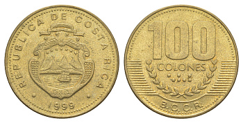Коста-Рика 100 колонов 1999 KM 230a.1 алюминиевая бронза 4631-333