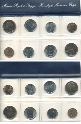 Бельгия набор из 8 монет 1981 Belgie-Belgique, в запайке KM SS 17 UNC 7-4-1-17