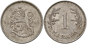 Финляндия 1 марка 1949 Н KM 30b железо 4580-1262