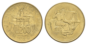 Сан-Марино 200 лир 1978 Работа KM 83 алюминиевая бронза UNC 4648-251