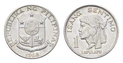 Филиппины 1 сентимо 1968 вождь острова Мактан Лапу-Лапу KM 196 алюминий UNC 4668-646