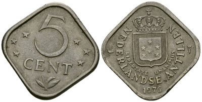 Нидерландские Антилы 5 центов 1976 Юлиана (1948-1980) KM 13 медно-никель 4167-556
