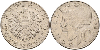 АВСТРИЯ 10 ШИЛЛИНГОВ 1976 КМ 2918 медно-никель 4572-641
