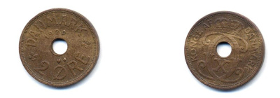 ДАНИЯ 2 ЭРЕ 1929 N; GJ, КРИСТИАН X (1912-1947) KM 827.1 бронза 4379-723