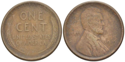США 1 ЦЕНТ 1919 ЛИНКОЛЬН KM 132 бронза 218-337
